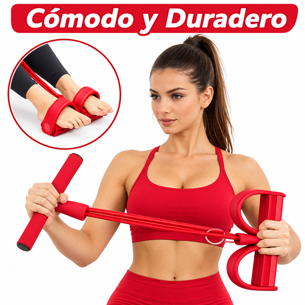 FlexPull – Extensor Elástico de 4 Tubos con Pedales