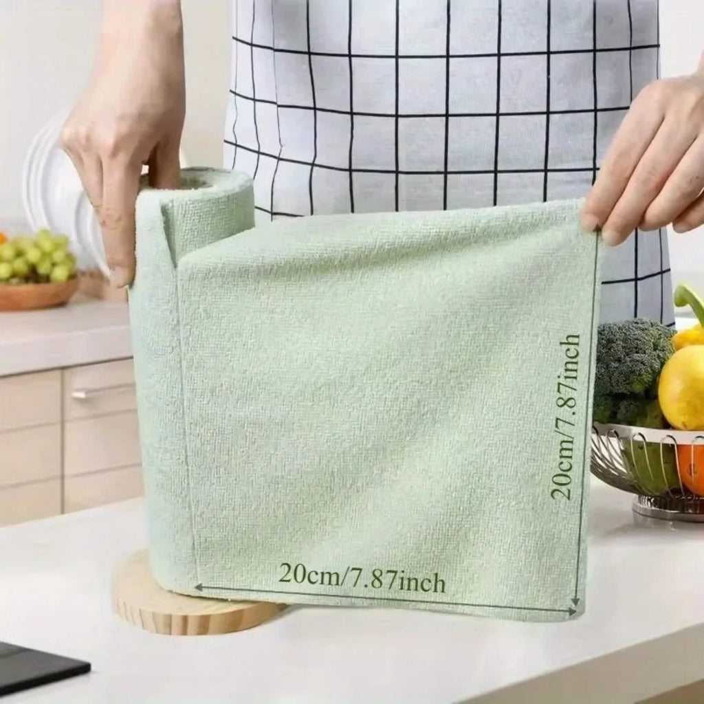 50 Sheets/Roll Microfiber Dishcloth Reusable Double Sided Kitchen Cleaning Cloth for Dishes Utensils Glass Kitchen Accessory