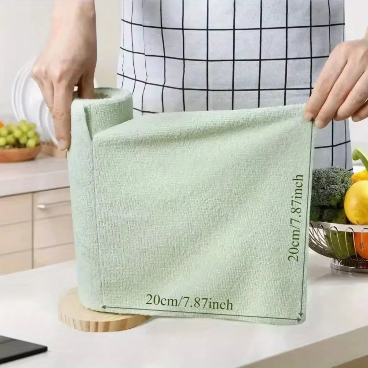 50 Sheets/Roll Microfiber Dishcloth Reusable Double Sided Kitchen Cleaning Cloth for Dishes Utensils Glass Kitchen Accessory