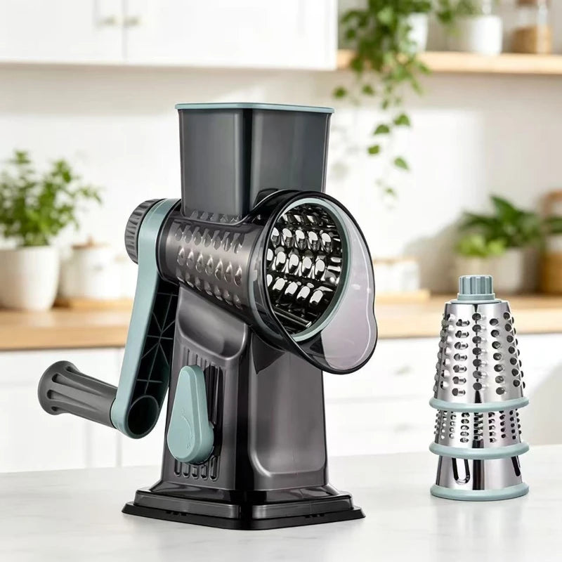 2026 New 3-in-1 Rotary Cheese Grater Multifunctional Manual Veg Slicer Nut Grinder Kitchen Essential Tool