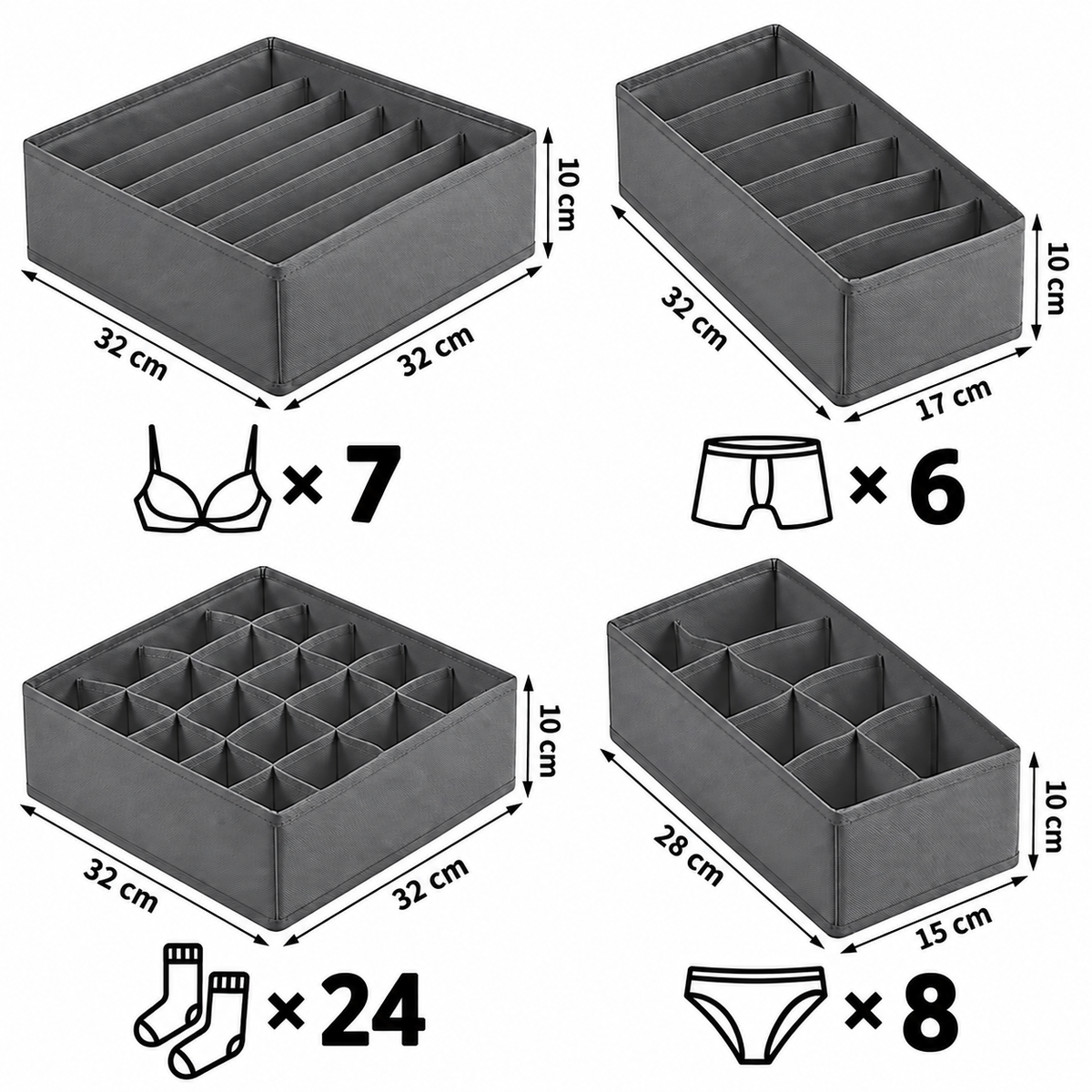 DrawerFit – Kit Organizador de Ropa Interior para Cajones