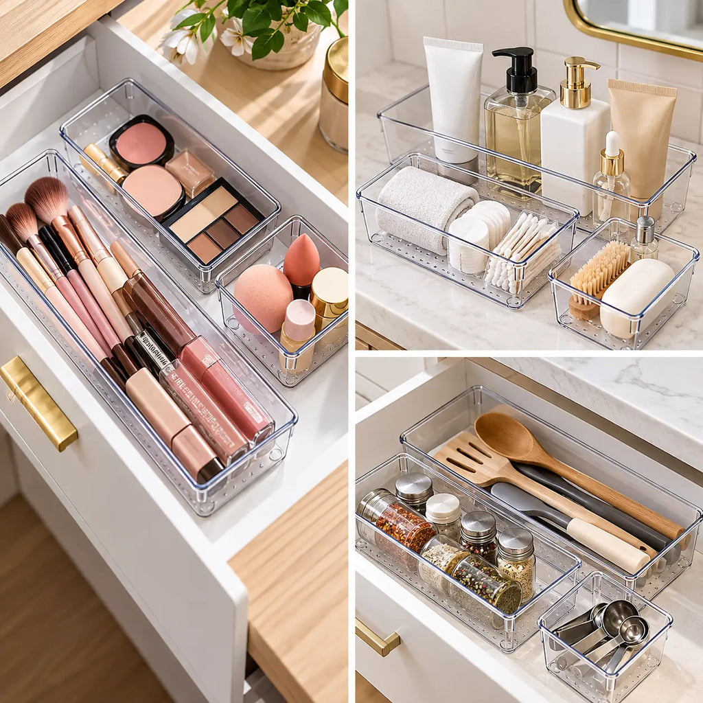 ClearBox – Kit de 9 Organizadores Transparentes para Cajones