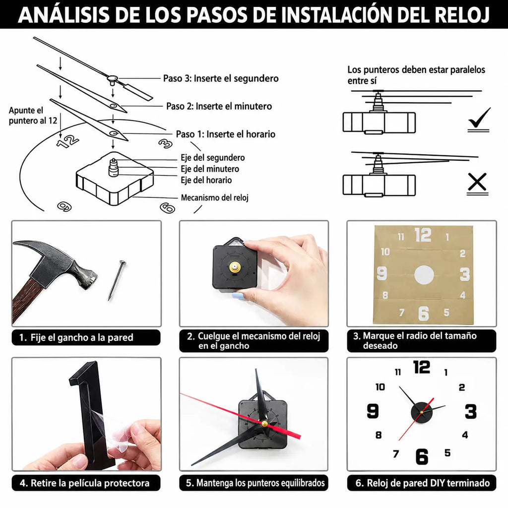 TimeWall – Reloj de Pared 3D Adhesivo
